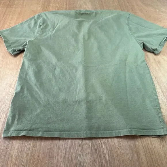 Wrangler Workwear Henley Shirt L Green Pocket Short Sleeve Cotton - Picture 3 of 6